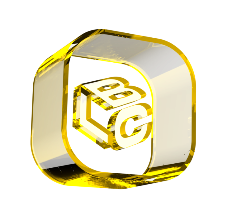 Logo 3D dourado com as letras ABC em destaque